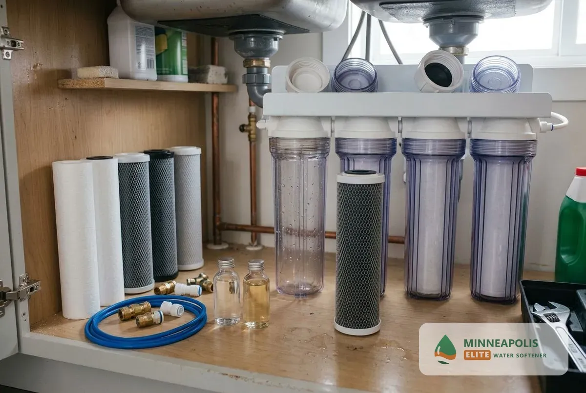 Water contaminant removal Minneapolis MN under-sink filter installation